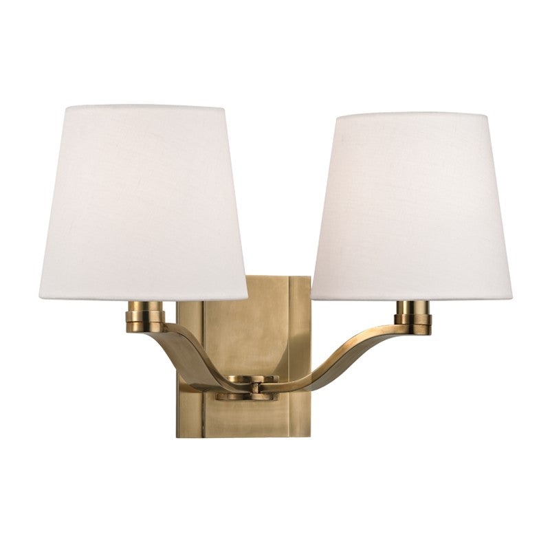 Hudson Valley 2462-AGB Clayton Two Light Wall Sconce, Aged Brass (Discontinued)