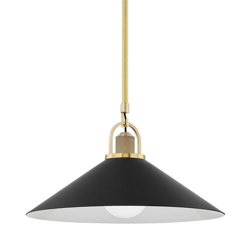 Hudson Valley 2620-AGB/BK Syosset One Light Pendant, Aged Brass/Black