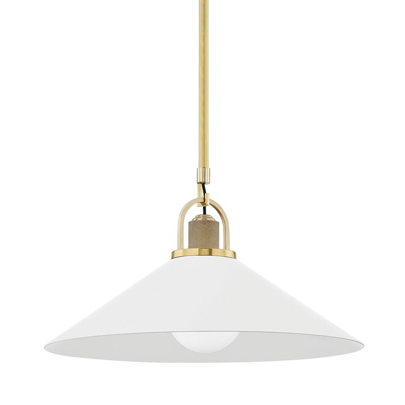 Hudson Valley 2620-AGB/WH Syosset One Light Pendant, Aged Brass/Soft Off White