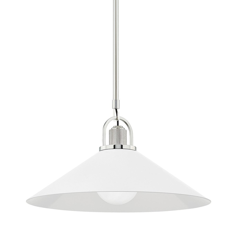 Hudson Valley 2620-PN/WH Syosset One Light Pendant, Polished Nickel/White (Discontinued)