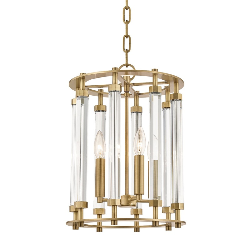 Hudson Valley 2812-AGB Haddon Four Light Pendant, Aged Brass