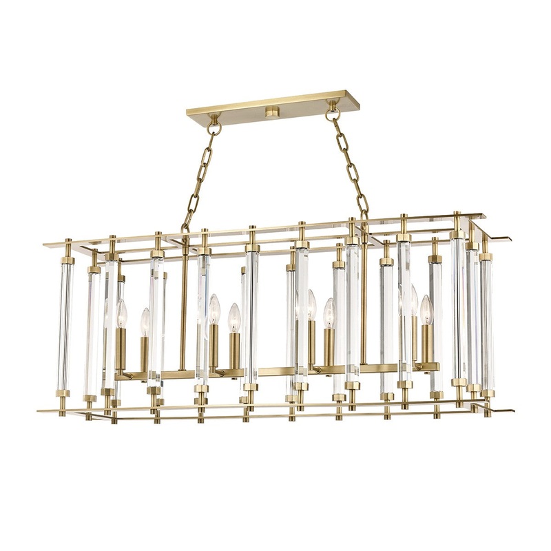 Hudson Valley 2842-AGB Haddon Eight Light Island Pendant, Aged Brass