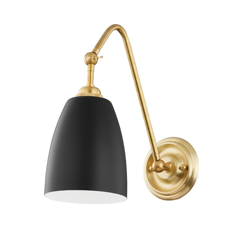 Hudson Valley 3021-AGB/BK Millwood One Light Wall Sconce, Aged Brass/Black