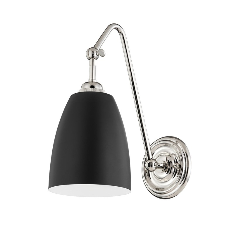Hudson Valley 3021-PN/BK Millwood One Light Wall Sconce, Polished Nickel/Black (Discontinued)