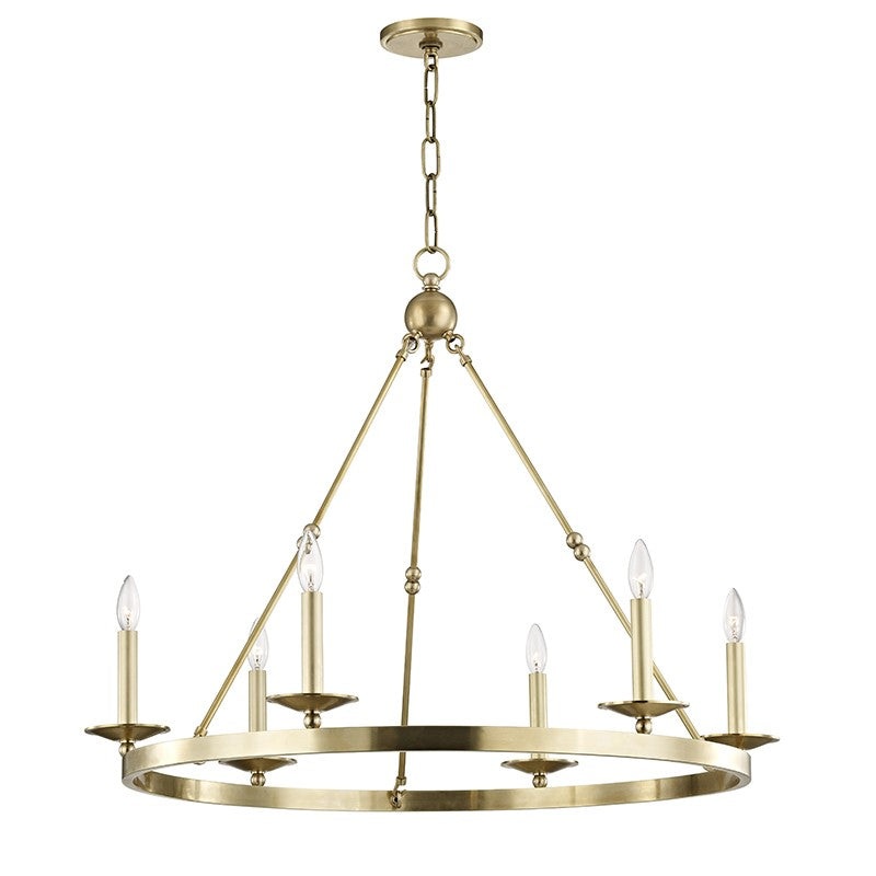 Hudson Valley 3206-AGB Allendale Six Light Chandelier, Aged Brass