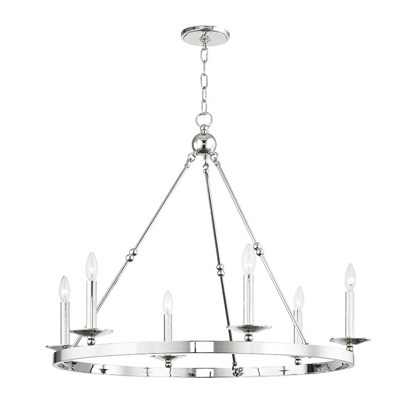 Hudson Valley 3206-PN Allendale Six Light Chandelier, Polished Nickel