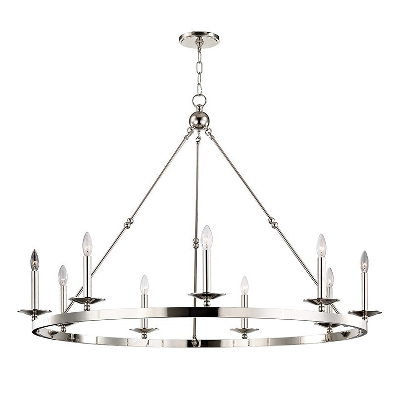 Hudson Valley 3209-PN Allendale Nine Light Chandelier, Polished Nickel (Discontinued)