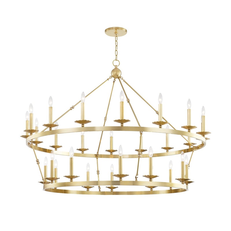 Hudson Valley 3228-AGB Allendale 28 Light Chandelier, Aged Brass