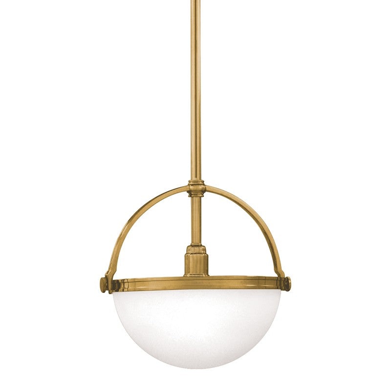 Hudson Valley 3312-AGB Stratford One Light Pendant, Aged Brass