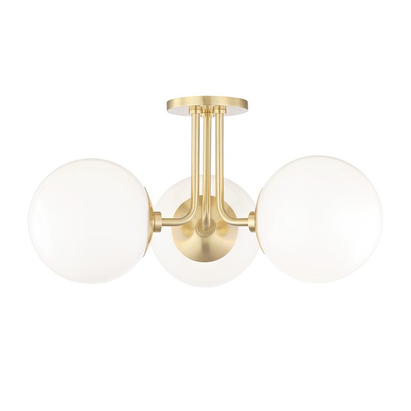 Mitzi H105603-AGB Stella Three Light Semi Flush Mount, Aged Brass