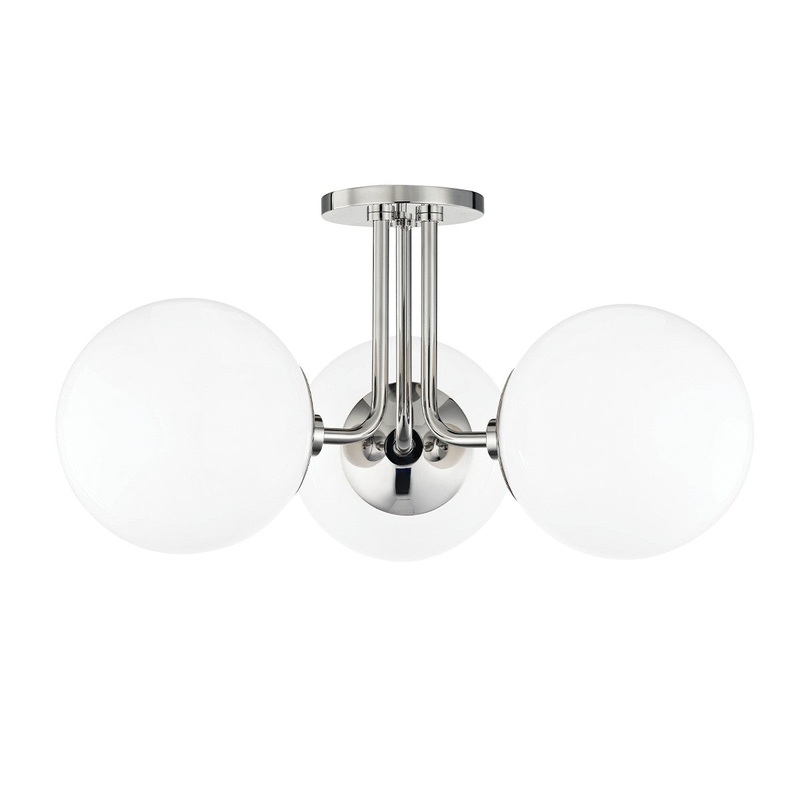 Mitzi H105603-PN Stella Three Light Semi Flush Mount, Polished Nickel