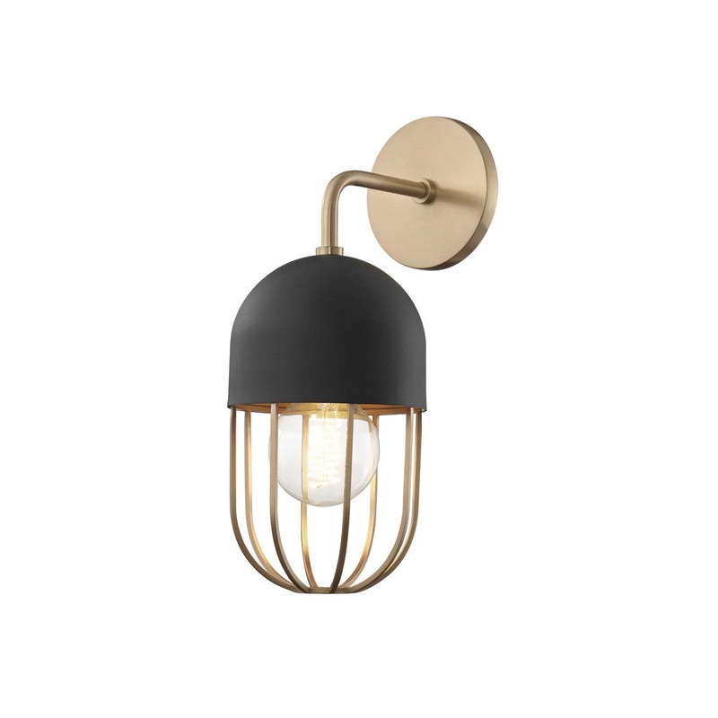 Mitzi H145101-AGB/BK Haley One Light Wall Sconce, Aged Brass/Black