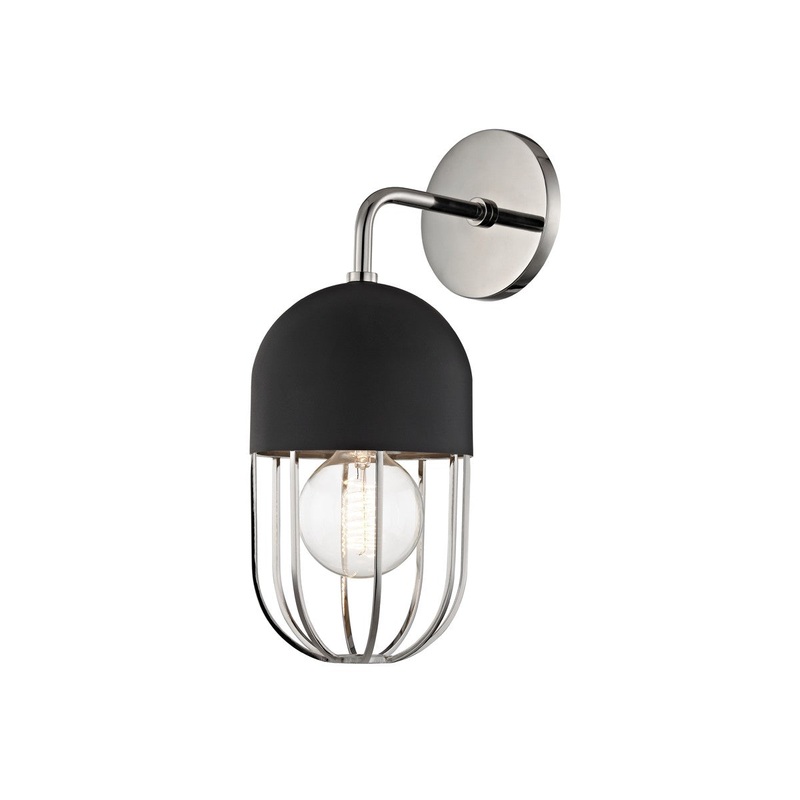 Mitzi H145101-PN/BK Haley One Light Wall Sconce, Polished Nickel/Black