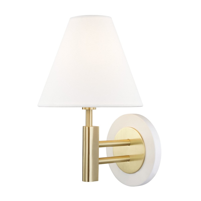 Mitzi H264101-AGB/WH Robbie One Light Wall Sconce, Aged Brass/Soft Off White