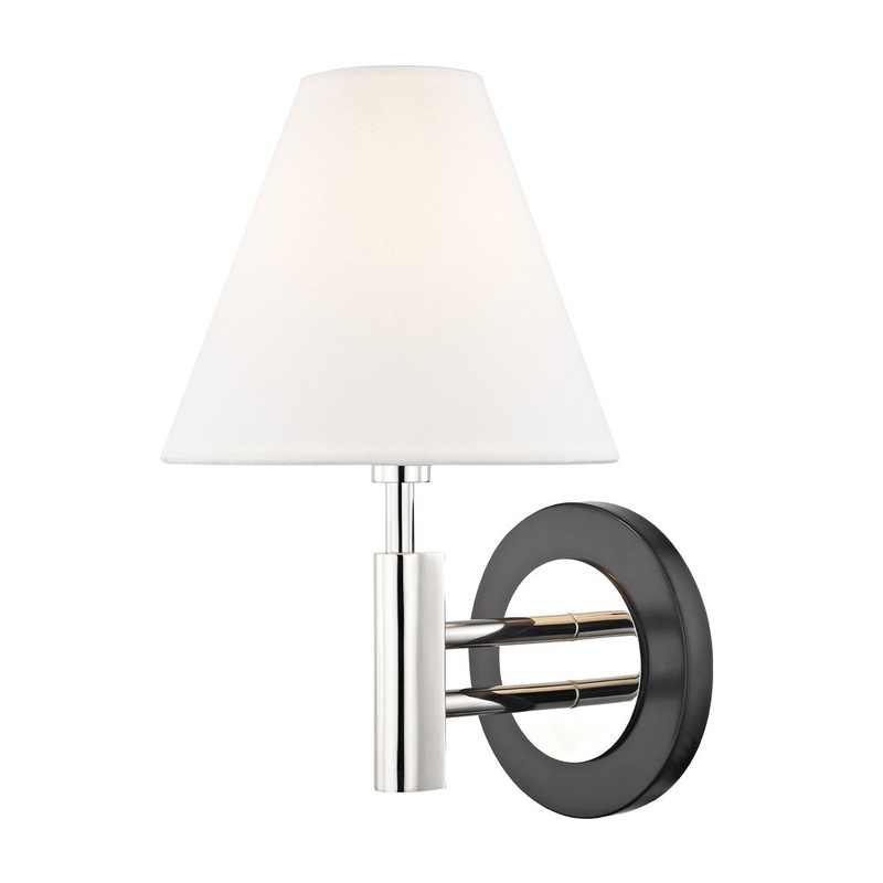Mitzi H264101-PN/BK Robbie One Light Wall Sconce, Polished Nickel/Black
