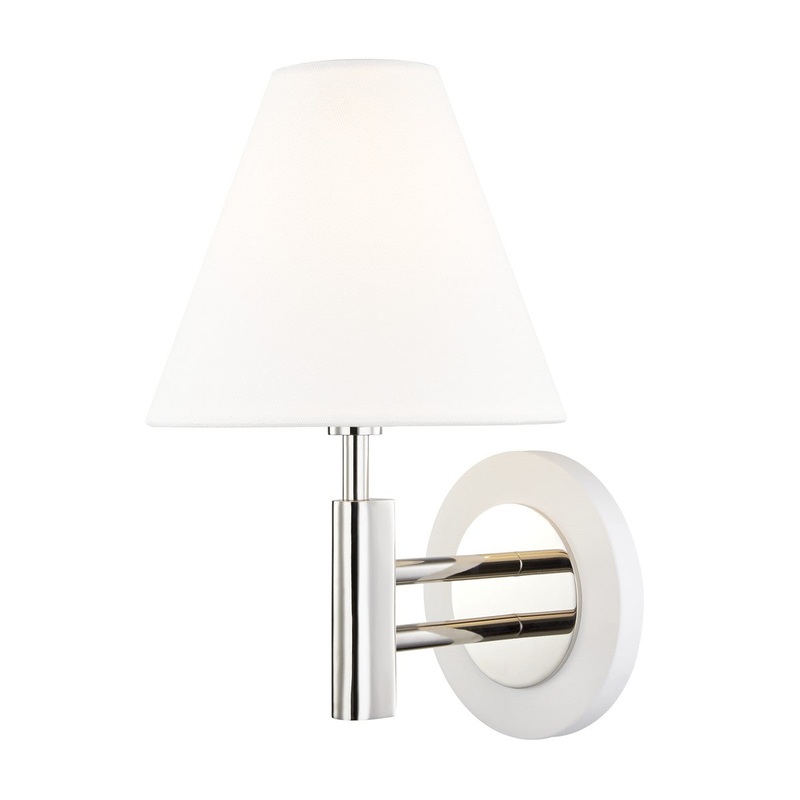 Mitzi H264101-PN/WH Robbie One Light Wall Sconce, Polished Nickel/White