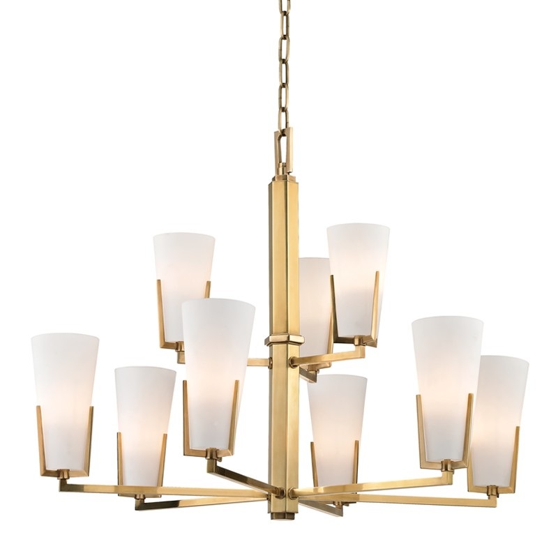 Hudson Valley 1809-AGB Upton Nine Light Chandelier, Aged Brass (Discontinued)
