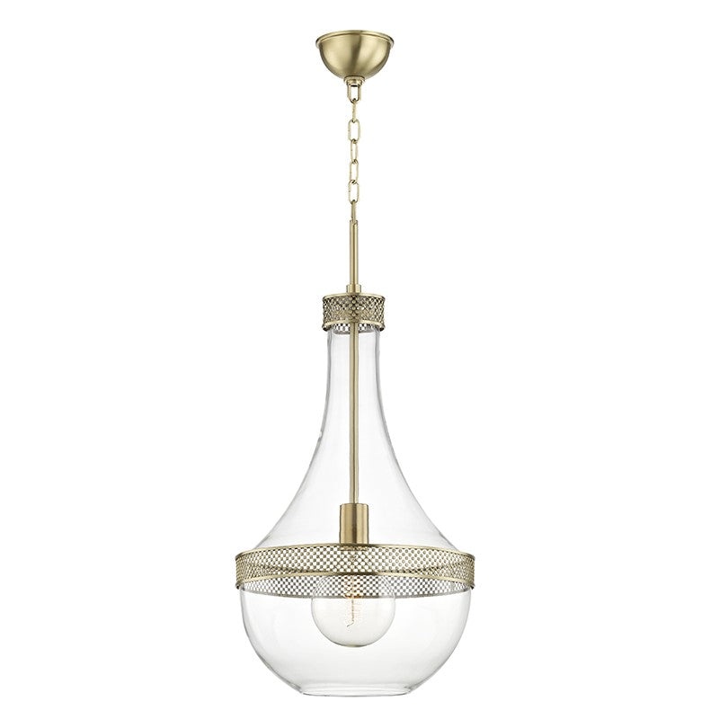 Hudson Valley 1814-AGB Hagen One Light Pendant, Aged Brass