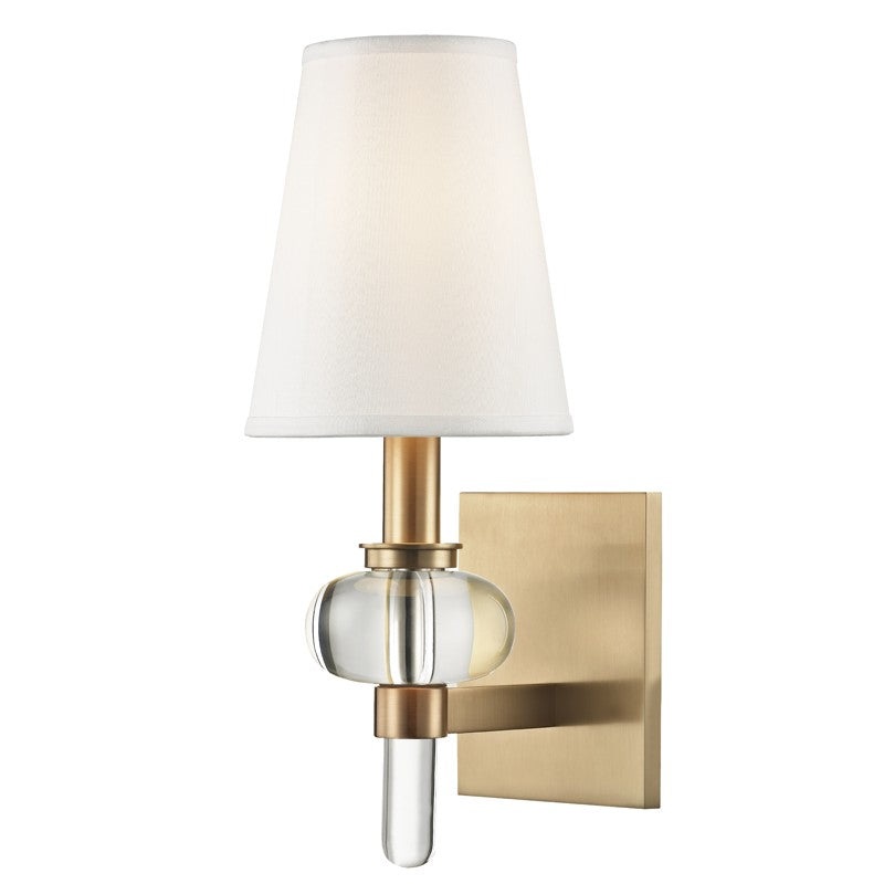 Hudson Valley 1900-AGB Luna One Light Wall Sconce, Aged Brass