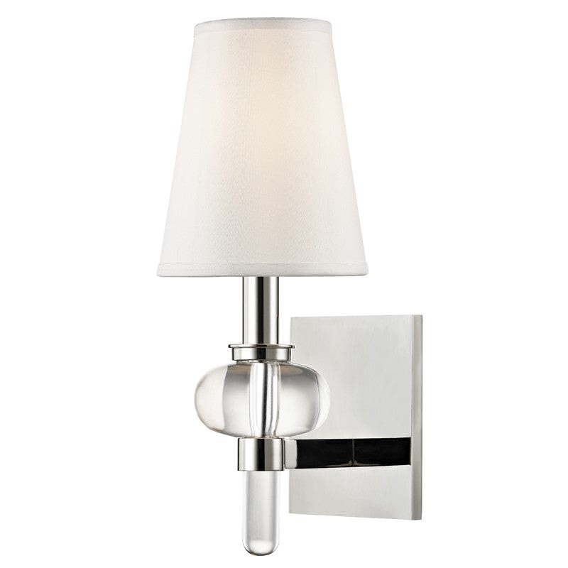 Hudson Valley 1900-PN Luna One Light Wall Sconce, Polished Nickel