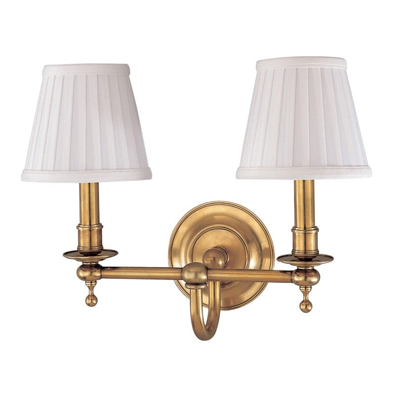 Hudson Valley 1902-AGB Beekman Two Light Wall Sconce, Aged Brass (Discontinued)