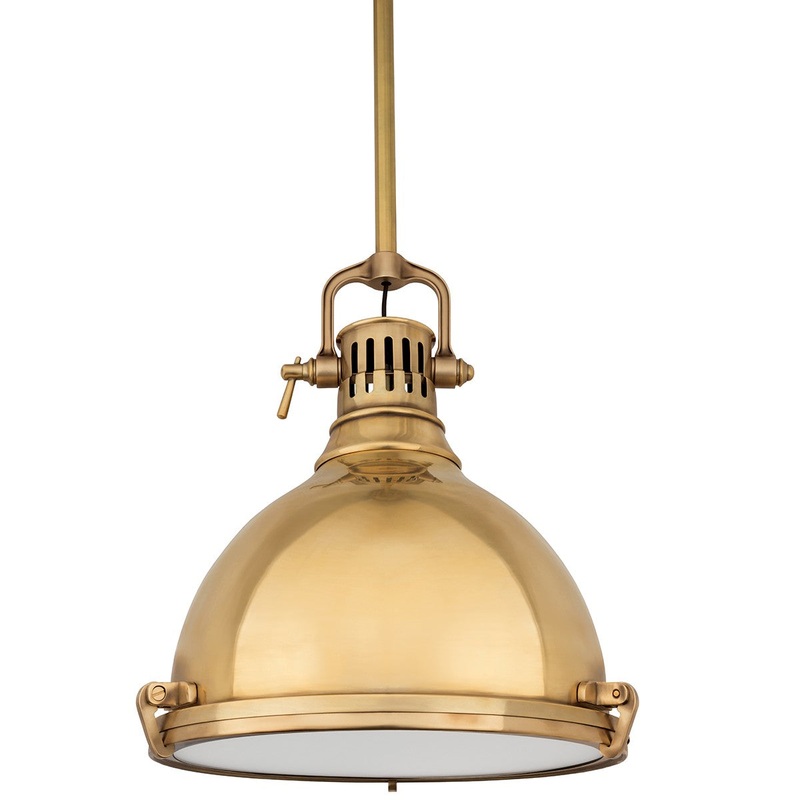 Hudson Valley 2212-AGB Pelham One Light Pendant, Aged Brass