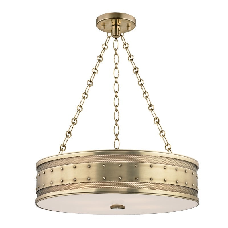 Hudson Valley 2222-AGB Gaines Four Light Pendant, Aged Brass
