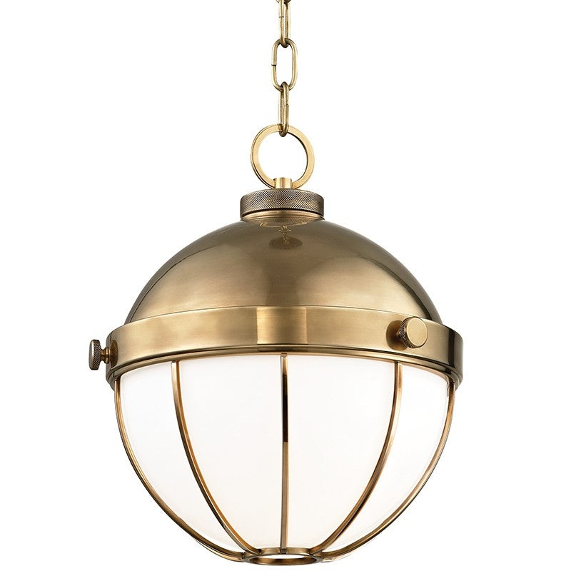 Hudson Valley 2312-AGB Sumner One Light Pendant, Aged Brass