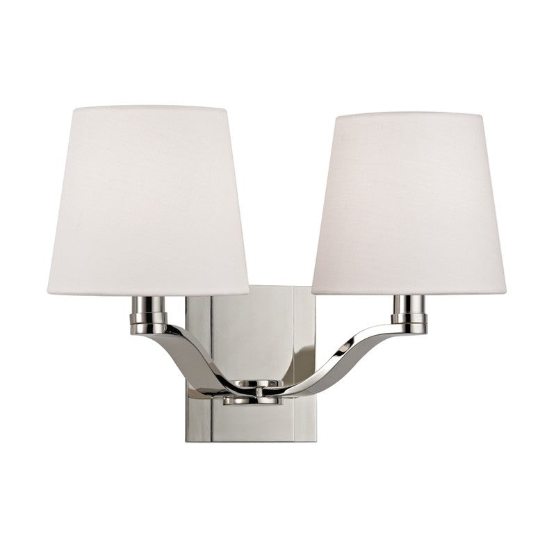 Hudson Valley 2462-PN Clayton Two Light Wall Sconce, Polished Nickel (Discontinued)