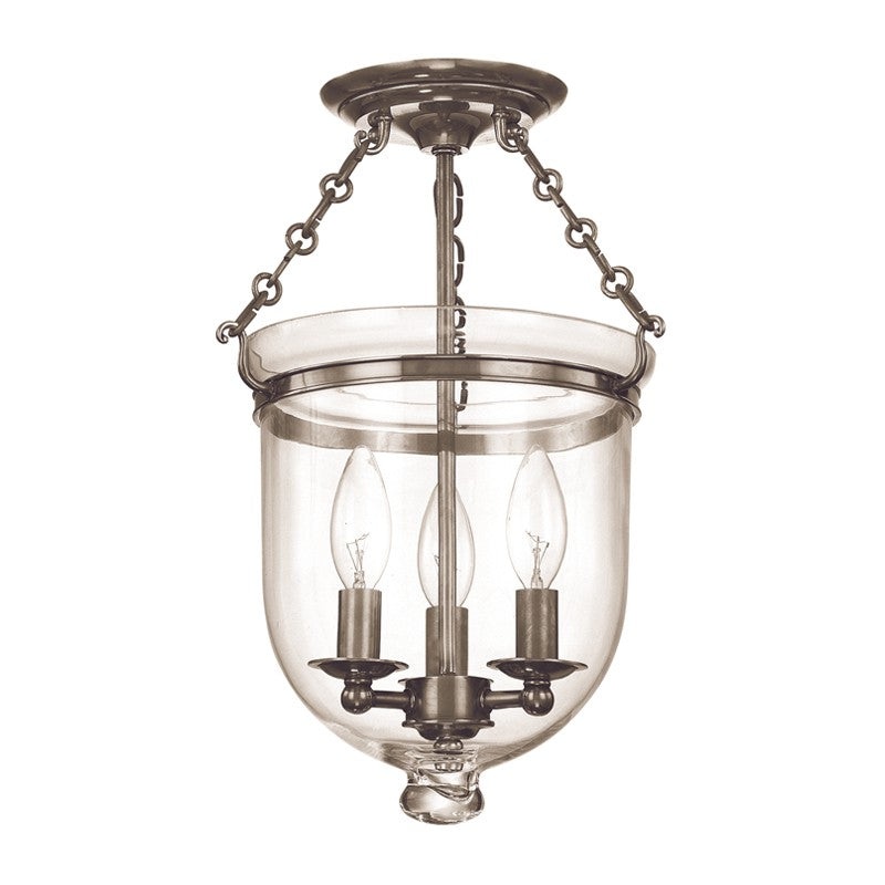 Hudson Valley 251-HN-C1 Hampton Three Light Semi Flush Mount, Historic Nickel (Discontinued)