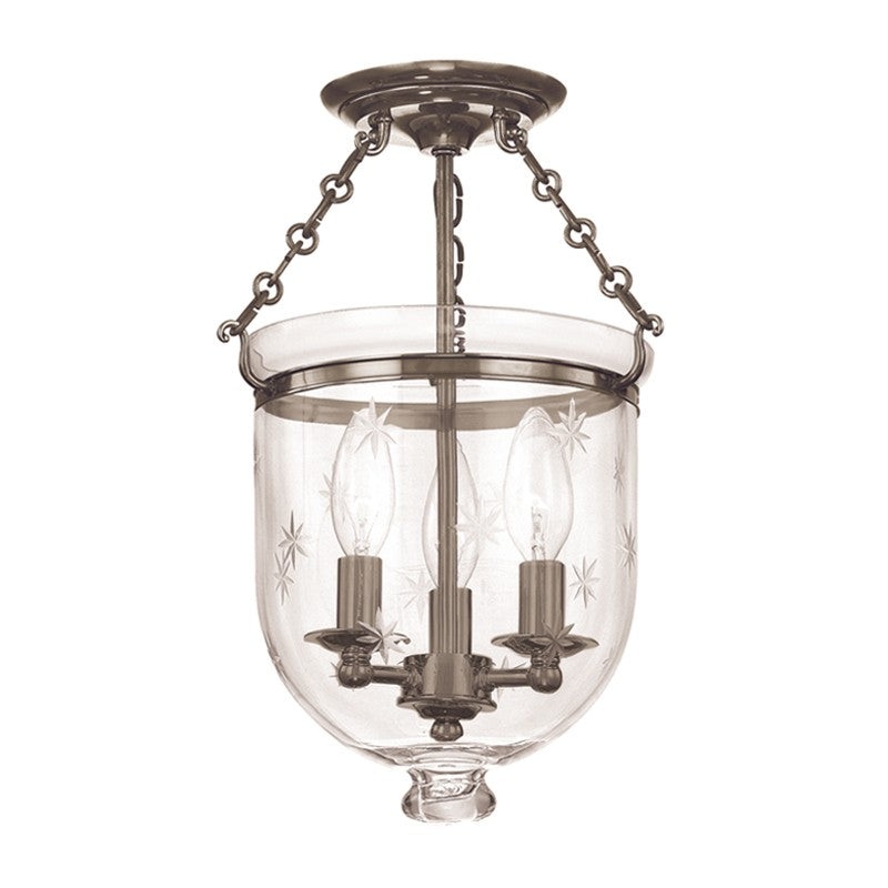 Hudson Valley 251-HN-C3 Hampton Three Light Semi Flush Mount, Historic Nickel (Discontinued)