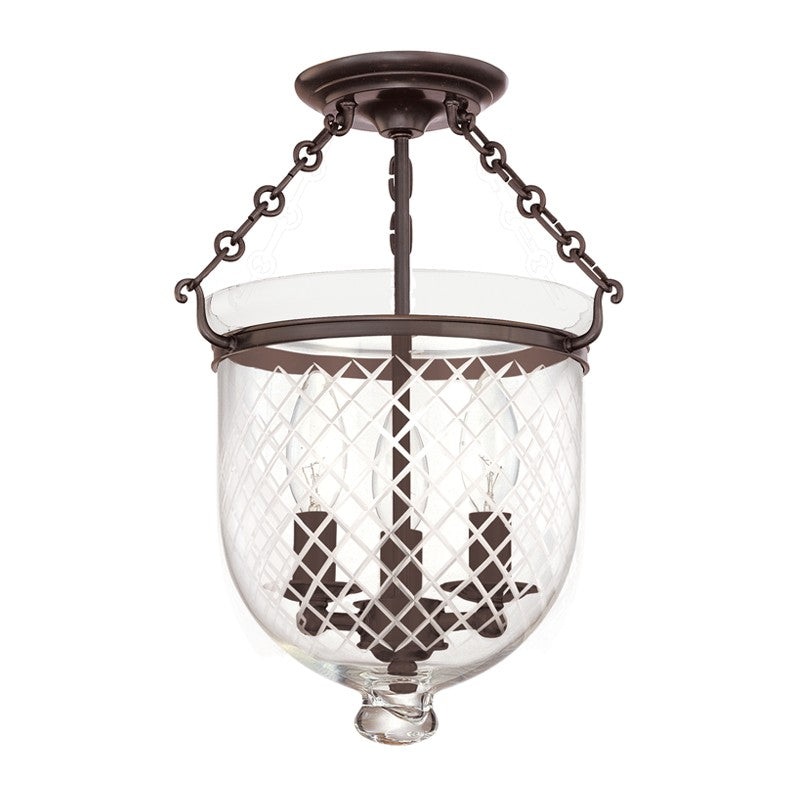 Hudson Valley 251-OB-C2 Hampton Three Light Semi Flush Mount, Old Bronze (Discontinued)