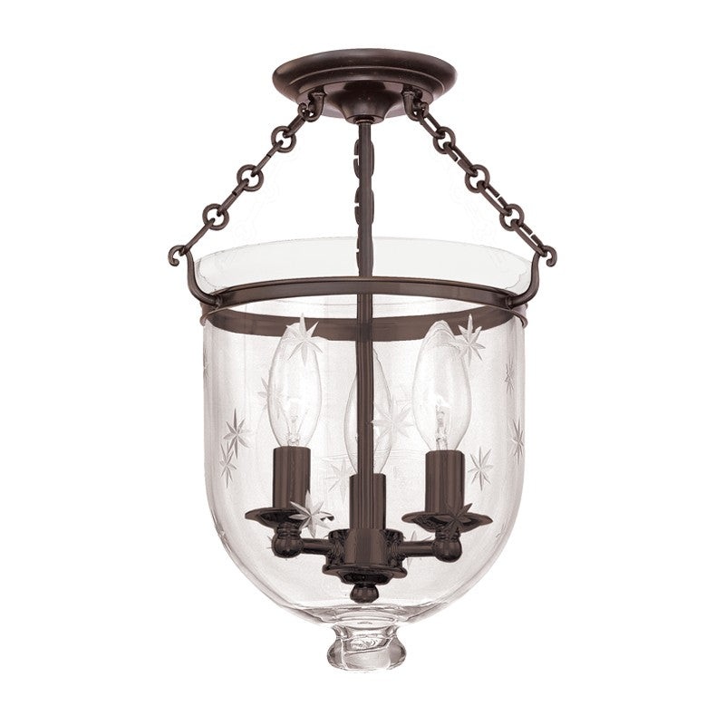 Hudson Valley 251-OB-C3 Hampton Three Light Semi Flush Mount, Old Bronze (Discontinued)
