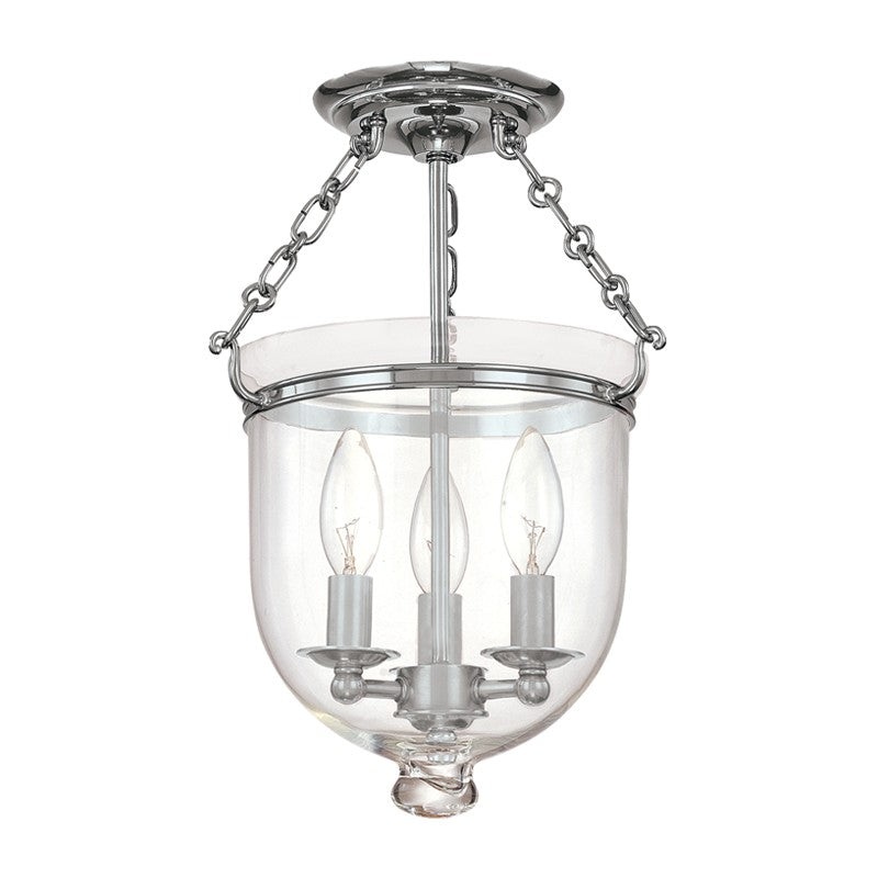 Hudson Valley 251-PN-C1 Hampton Three Light Semi Flush Mount, Polished Nickel (Discontinued)