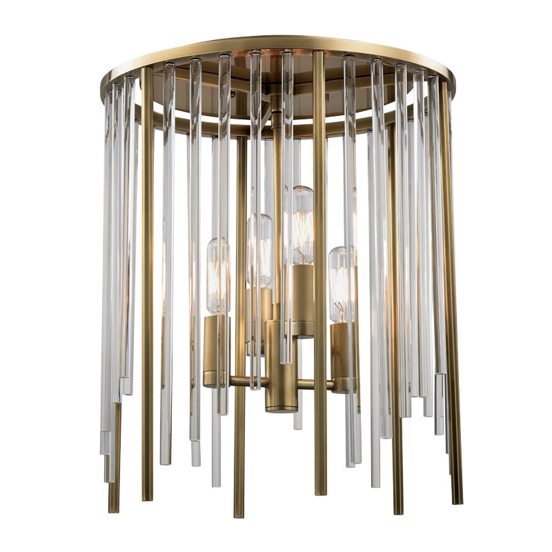 Hudson Valley 2510-AGB Lewis Four Light Flush Mount, Aged Brass