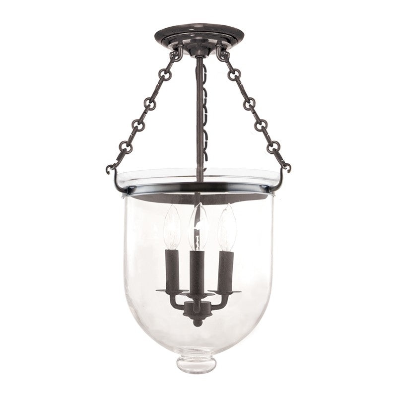 Hudson Valley 253-HN-C1 Hampton Three Light Semi Flush Mount, Historic Nickel (Discontinued)