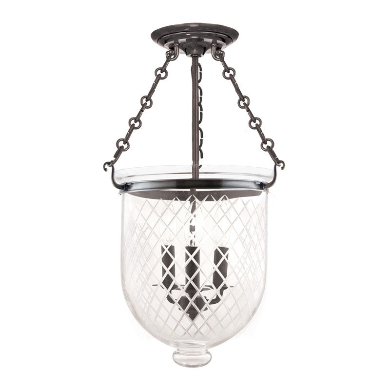 Hudson Valley 253-HN-C2 Hampton Three Light Semi Flush Mount, Historic Nickel (Discontinued)