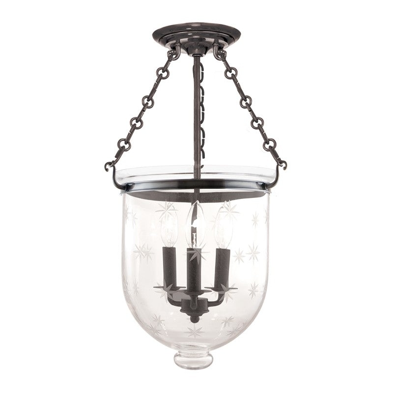 Hudson Valley 253-HN-C3 Hampton Three Light Semi Flush Mount, Historic Nickel (Discontinued)