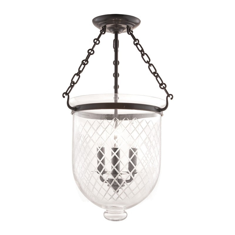 Hudson Valley 253-OB-C2 Hampton Three Light Semi Flush Mount, Old Bronze (Discontinued)