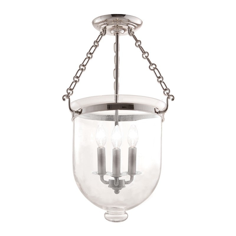 Hudson Valley 253-PN-C1 Hampton Three Light Semi Flush Mount, Polished Nickel (Discontinued)