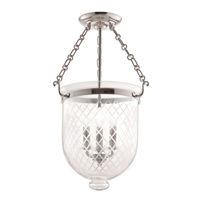 Hudson Valley 253-PN-C2 Hampton Three Light Semi Flush Mount, Polished Nickel (Discontinued)