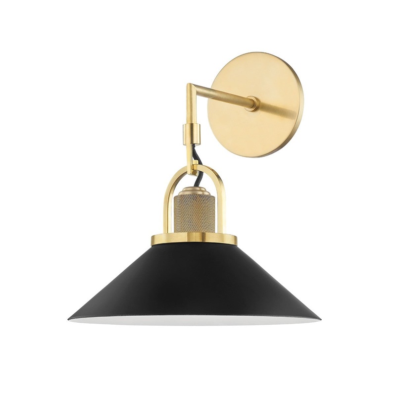 Hudson Valley 2601-AGB/BK Syosset One Light Wall Sconce, Aged Brass/Black