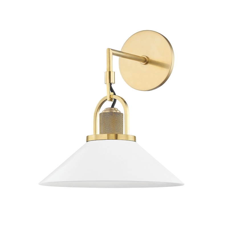 Hudson Valley 2601-AGB/WH Syosset One Light Wall Sconce, Aged Brass/Soft Off White