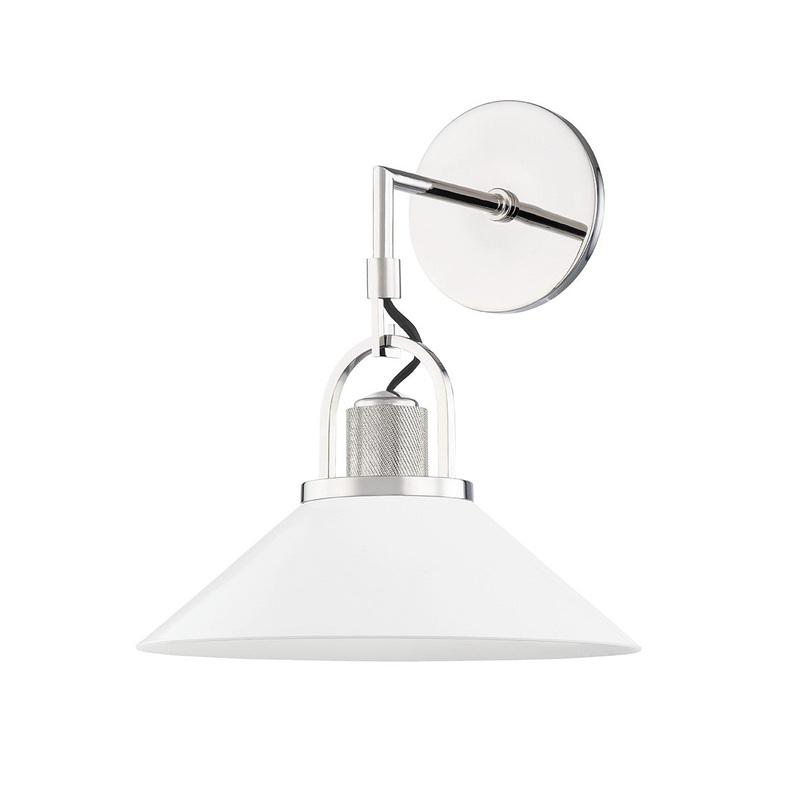 Hudson Valley 2601-PN/WH Syosset One Light Wall Sconce, Polished Nickel/White