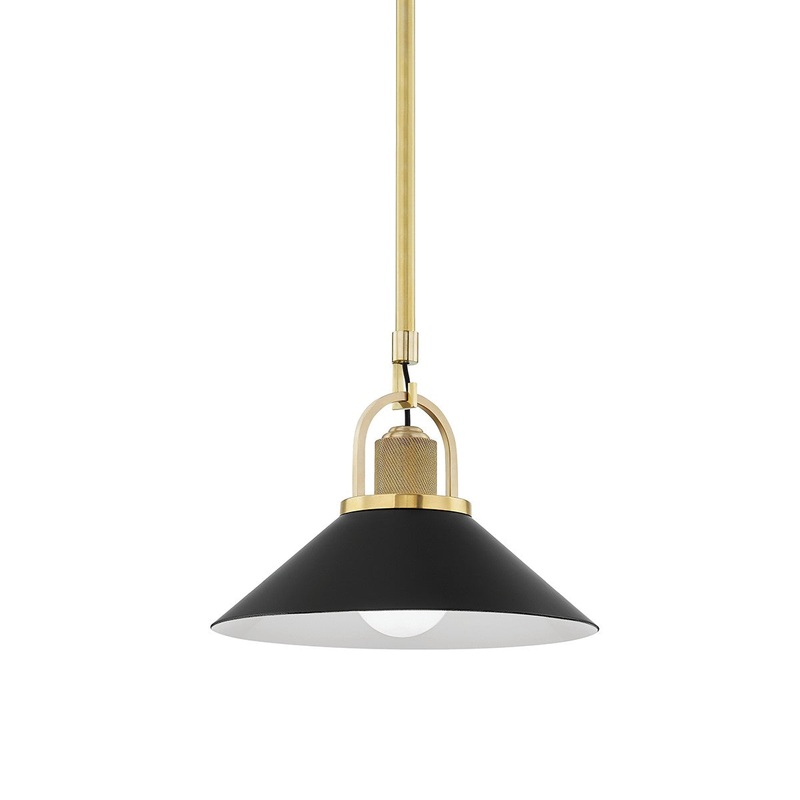 Hudson Valley 2613-AGB/BK Syosset One Light Pendant, Aged Brass/Black