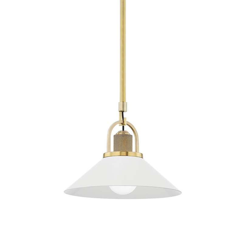 Hudson Valley 2613-AGB/WH Syosset One Light Pendant, Aged Brass/Soft Off White