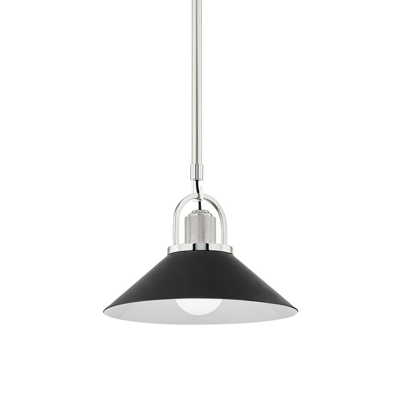 Hudson Valley 2613-PN/BK Syosset One Light Pendant, Polished Nickel/Black (Discontinued)