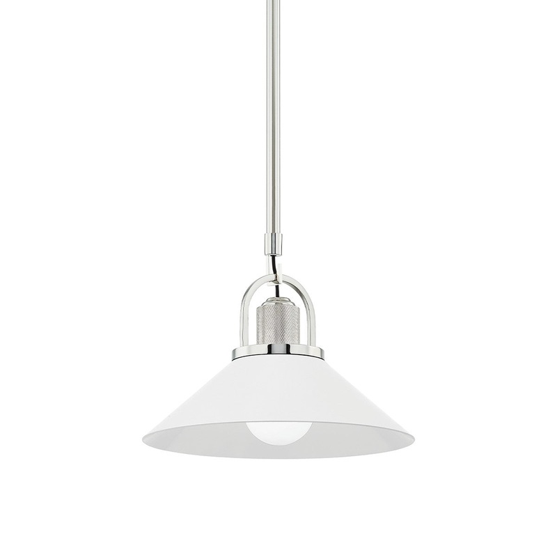 Hudson Valley 2613-PN/WH Syosset One Light Pendant, Polished Nickel/White (Discontinued)