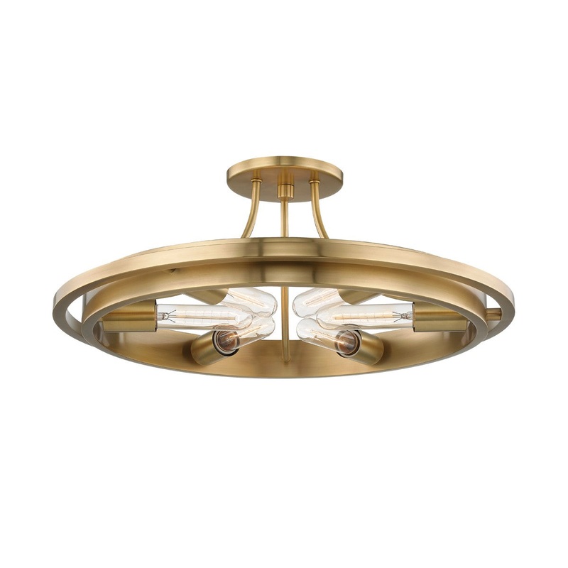 Hudson Valley 2721-AGB Chambers Six Light Flush Mount, Aged Brass