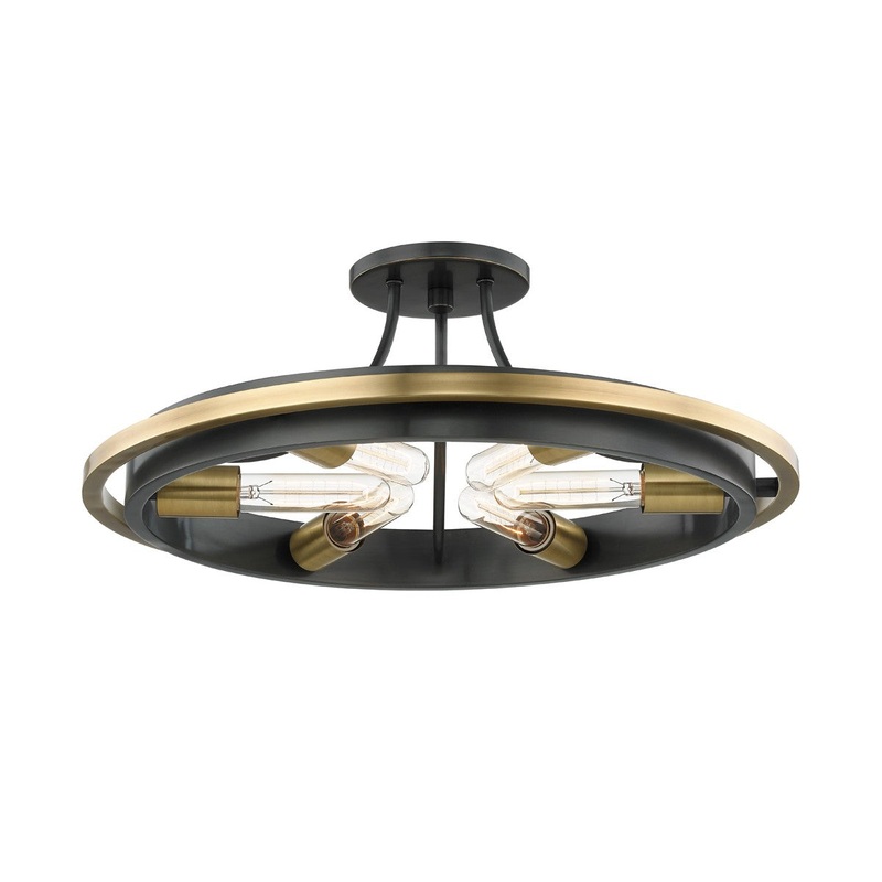 Hudson Valley 2721-AOB Chambers Six Light Flush Mount, Aged Old Bronze